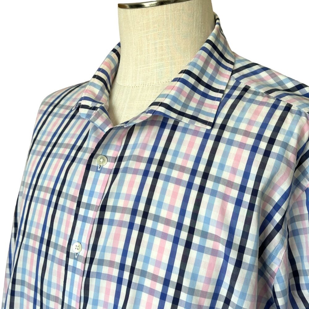 Vineyard Vines Shirt - Size XXL - Pink Blue Black Tattersall Check - Long Sleeve